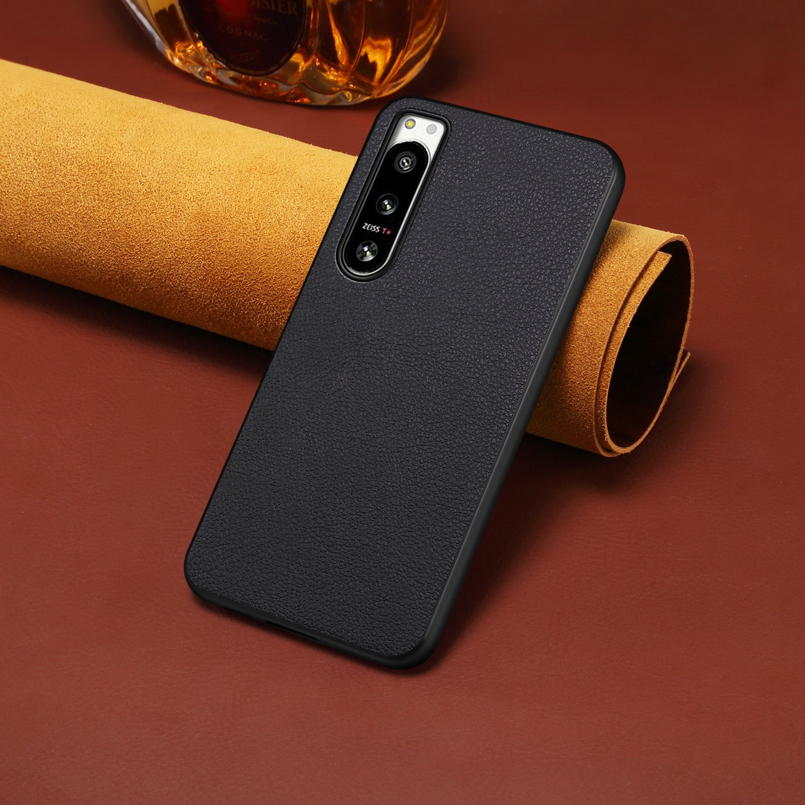 For Sony Xperia 5 IV 5G Phone Case Leather Coated PC+TPU Calf Texture Phone Cover For Sony Xperia 5 IV 5G Phone Case Leather Coated PC+TPU Calf Texture Phone Cover